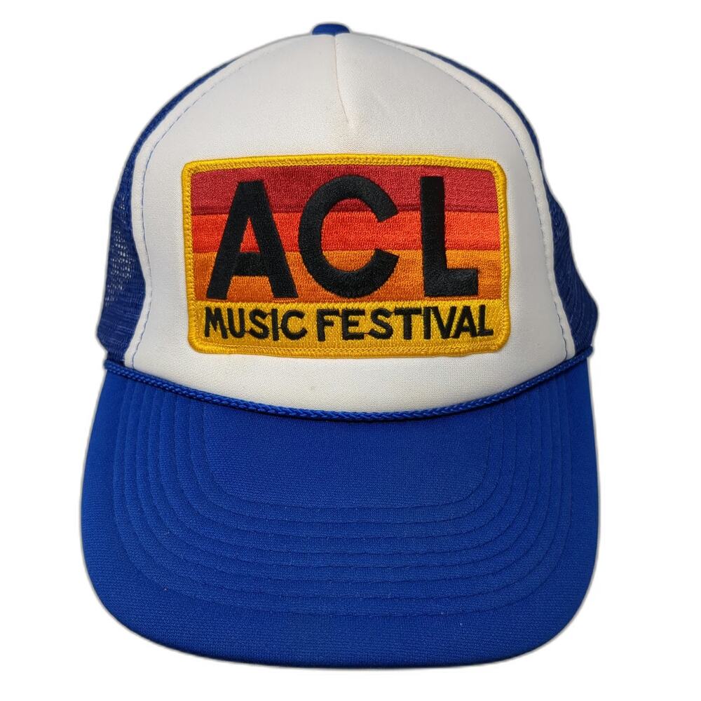Aviator Nation Trucker Hat Blue White One Size ACL Music Festival Patch Mesh